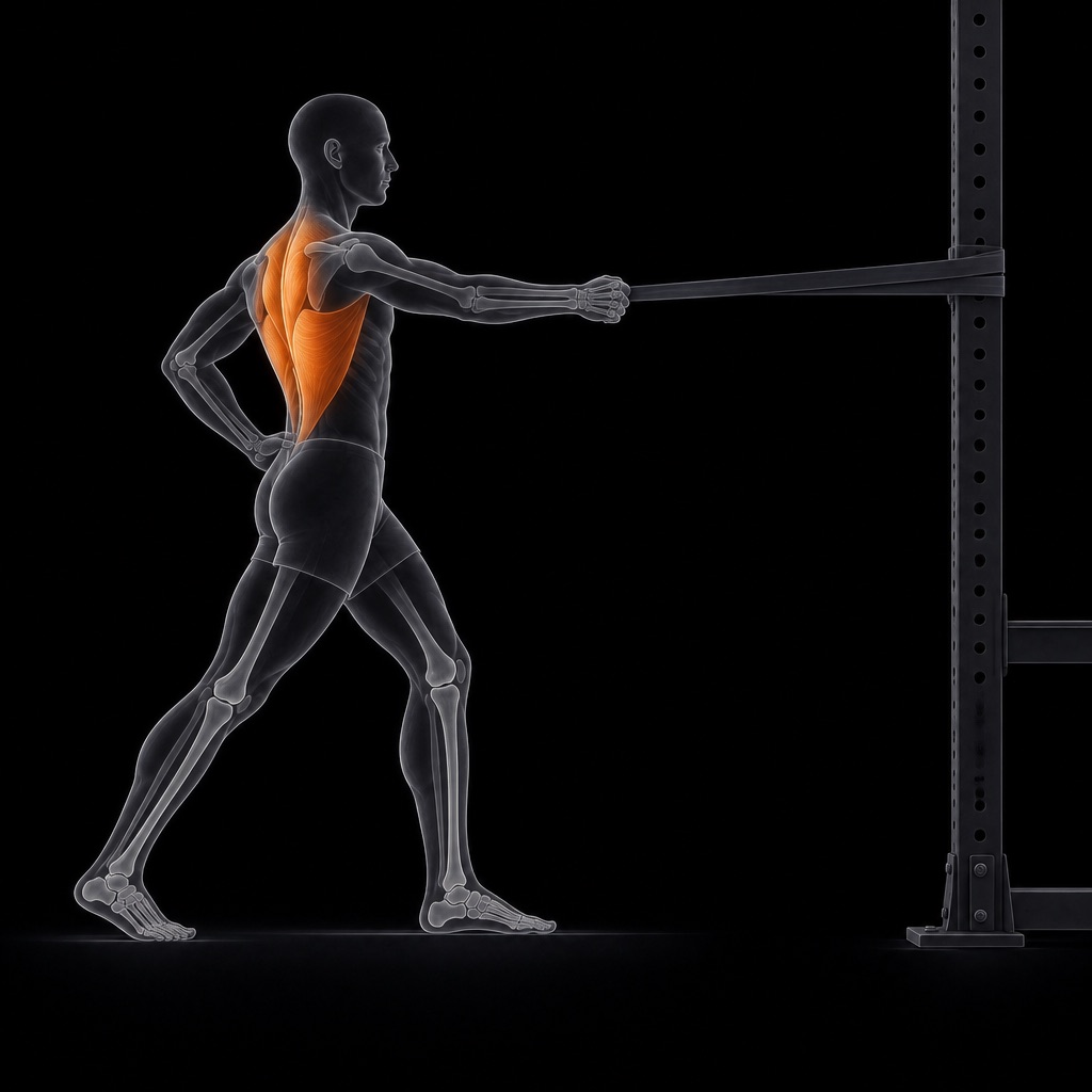 Band Single Arm Split Stance Row